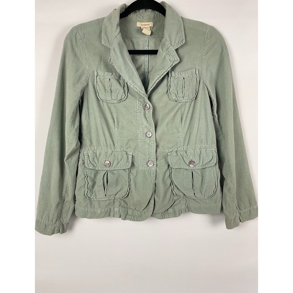 Sundance Womens Corduroy Jacket PS Green Cotton Chore Utility Cottagecore - Picture 2 of 7